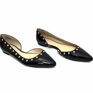 Coach Black Patent Studded Pointed Toe Flats